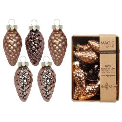 Inge Glas - Zapfen in Box / 12 Stk - Elegant Lounge - 4,5 cm
